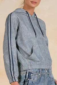 Denim Zip-Up Hoodie Jacket