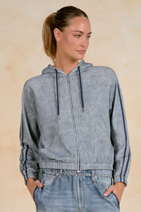 Denim Zip-Up Hoodie Jacket