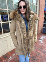 Parka with fox fur trim