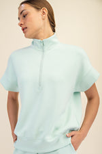 MODAL SCUBA QUARTER ZIP SHORT SLEEVE TOP