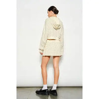 Polka Dot Cropped Zip-Up Hoodie Jacket