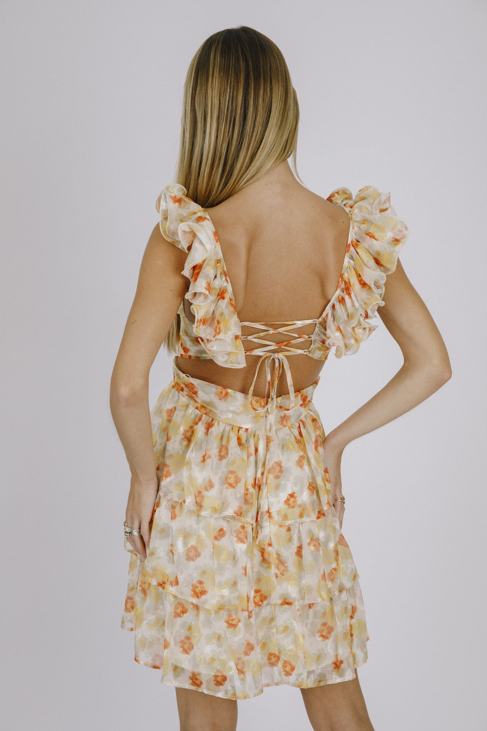 ROSE AND LEAVES PRINT ROMANTIC MINI DRESS