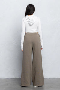 Ash Wide-Leg Sweatpants with Multi-Zipper Cutout Design