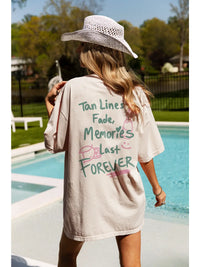 Nude Oversized Graphic T-Shirt with Bikini Print and Back Slogan