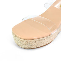 Alyah Clear Strap Espadrille Platform Wedge Sandals