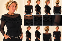 Juliette Sheer-Yoke Ruffle Top