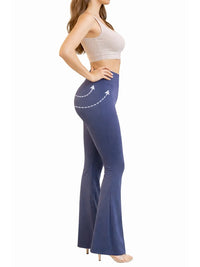 Blue High Waisted Flared Leggings
