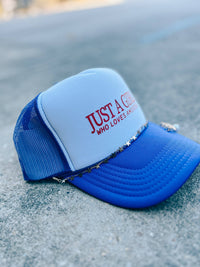"Just A Girl America Trucker Hat" With Chain Set