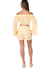 Butter Yellow Cotton Relaxed Fit Shorts