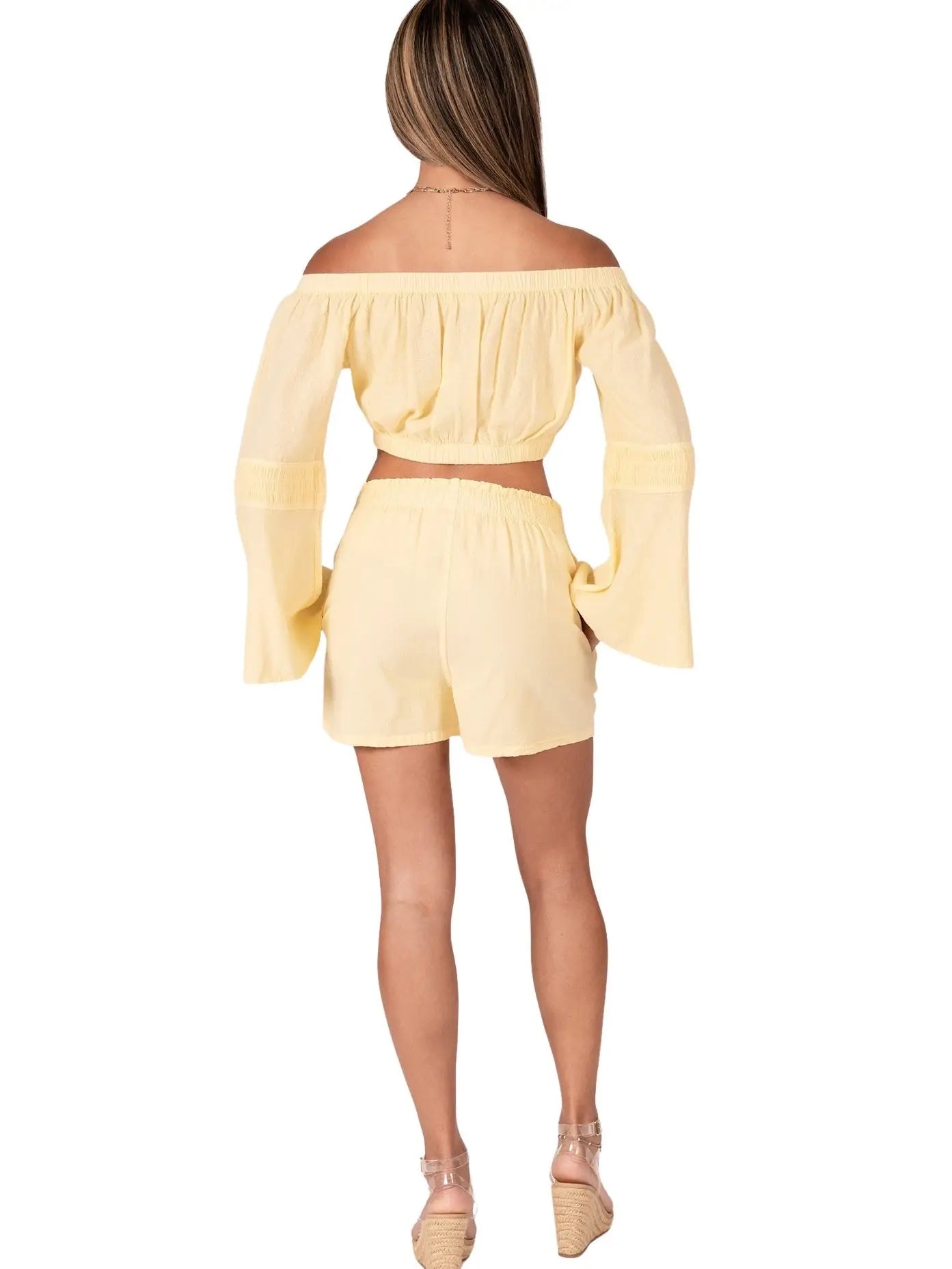 Butter Yellow Cotton Relaxed Fit Shorts