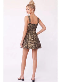 Leopard Print Button Front Belted Mini Dress