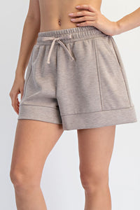 Nude Drawstring Lounge Shorts with Elastic Waistband