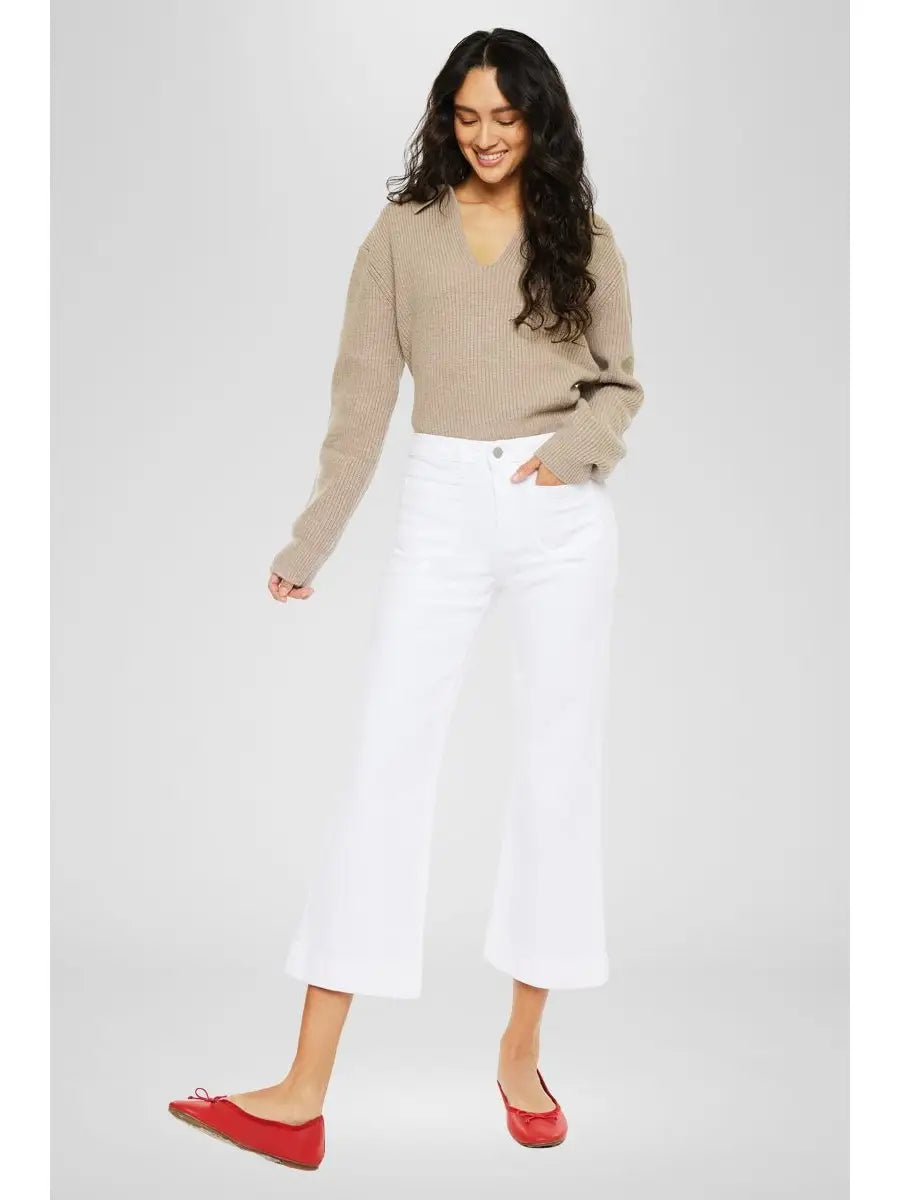 High Rise Relaxed Cropped Flare Jeans in White