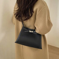 Structured Shoulder Bag with Gold Lock Detail