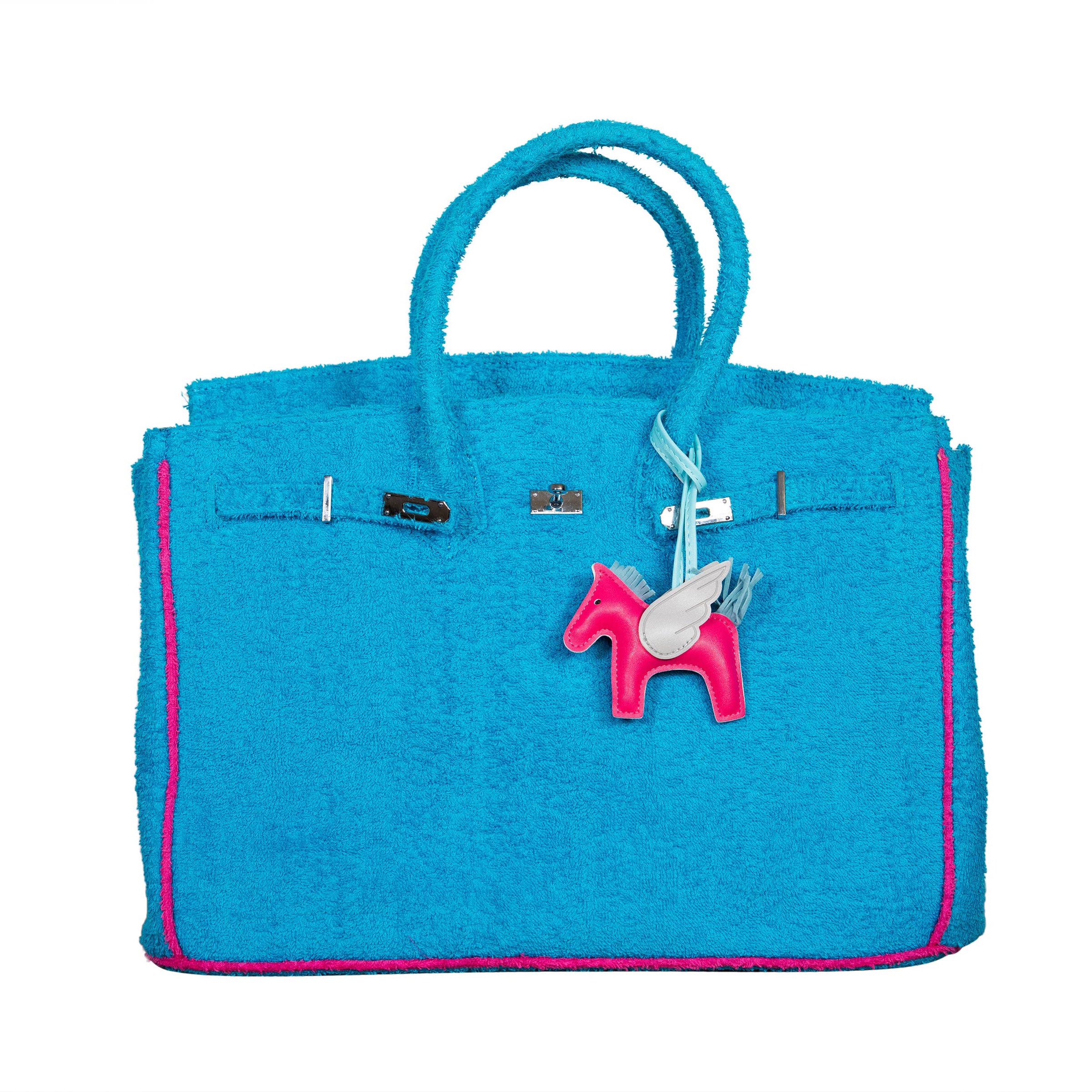 Hampton's "Designer" Inspired Tote Bag - 7 colors !!!: Sky Blue/Bright Pink