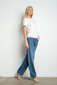 White Galaxy Speckled Short Sleeve Crew Neck Tee