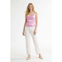 Silky Satin Camisole Top with Adjustable Straps in Blush Pink