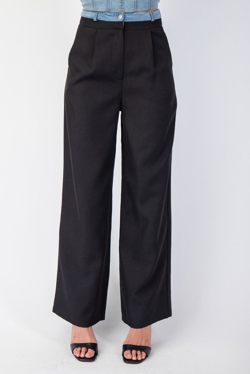 TAILORED TROUSERS WITH DENIM CONTRAST WAISTBAND