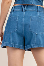 COTTON STRETCH DENIM SHORTS