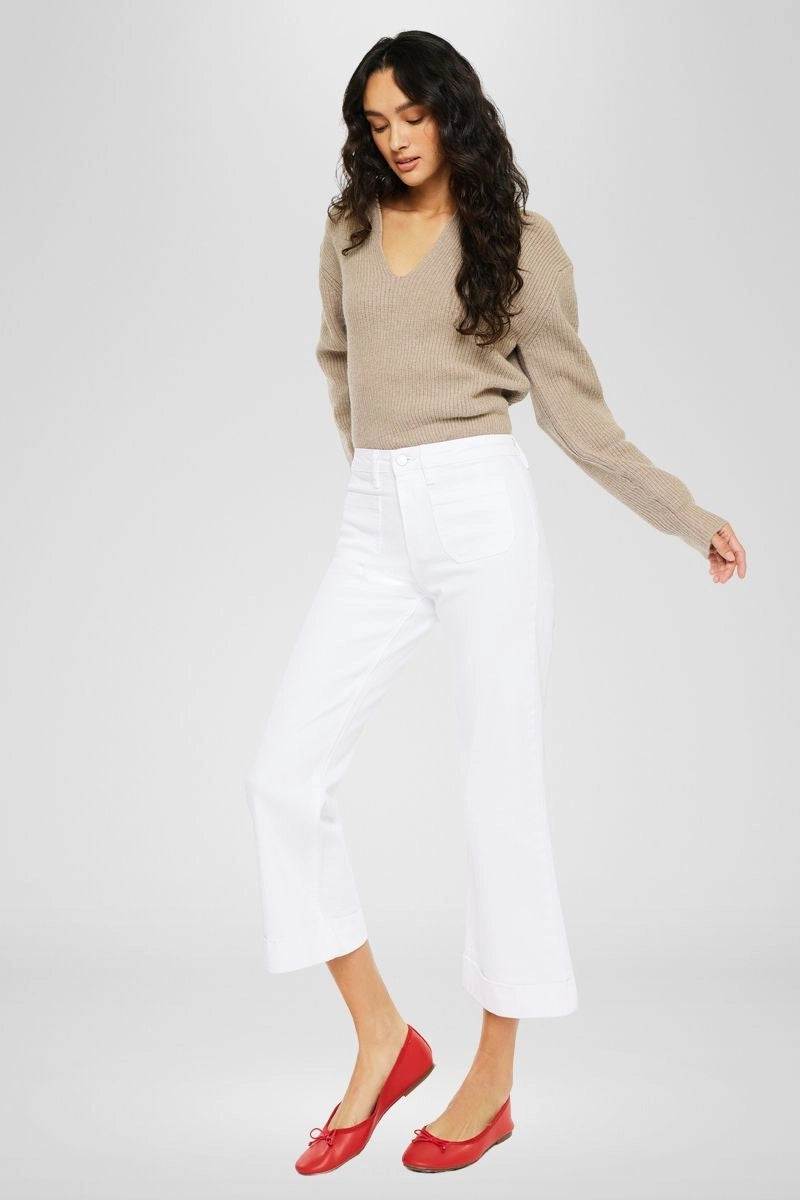 High Rise Relaxed Cropped Flare Jeans in White