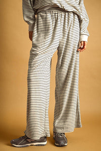 Striped Towel Fabric Pants & Half Zip Pullover