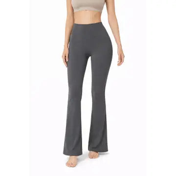 Gray High Waisted Flared Leggings
