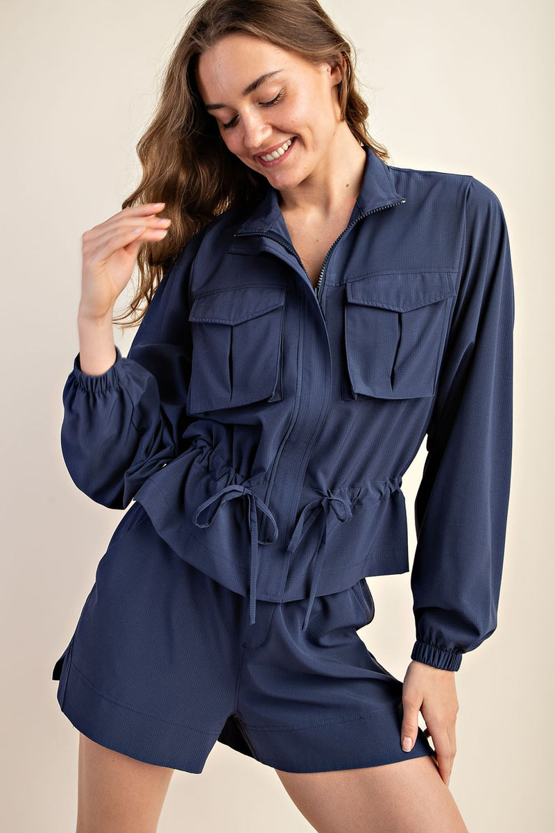 Crinkle Woven Cropped Jacket