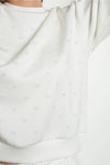 Crystal Heart Embellished White Sweatshirt