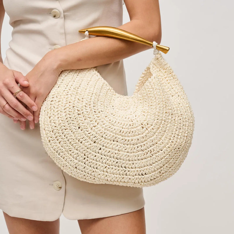 Chic Woven Hobo Bag with Gold Handle and Chain