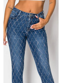 High-Rise Diamond Stitch Skinny Jeans