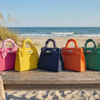 Mini Jute Top Handle Satchel Bag with Structured Design