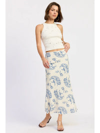 White Ribbed High Neck Tank with Beaded Embellishments