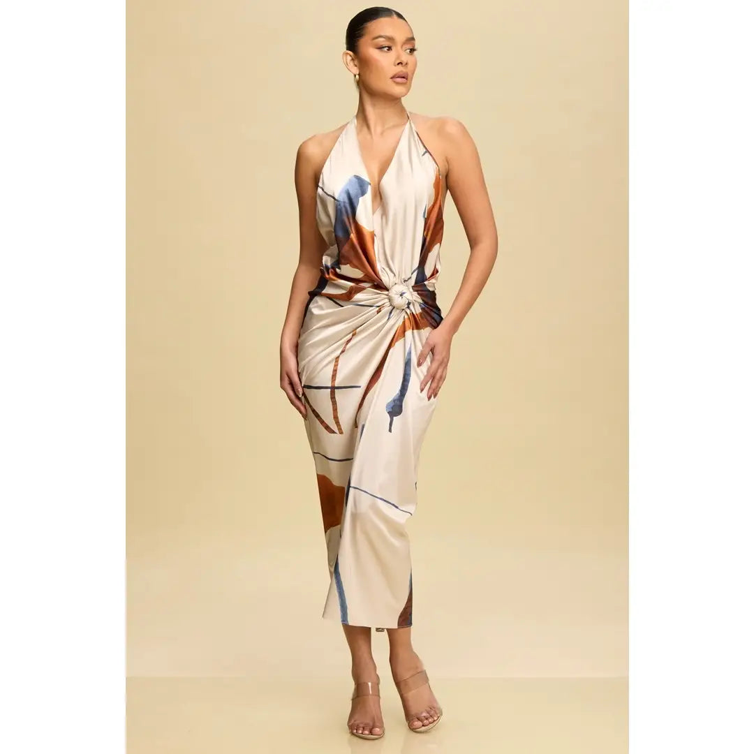 knee length dresses for ladies Lumiere Knot Front Midi Dress | Golden Hour | Dresses