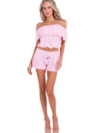 Pink Drawstring Lounge Shorts with Relaxed Fit