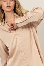 BUTTON UP SATIN BLOUSE