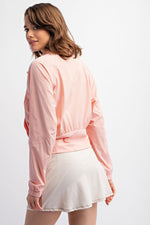 NYLON STRETCH WOVEN TENNIS JACKET PINK