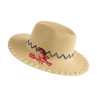 Wide Brim Hat with Lobster Embroidery