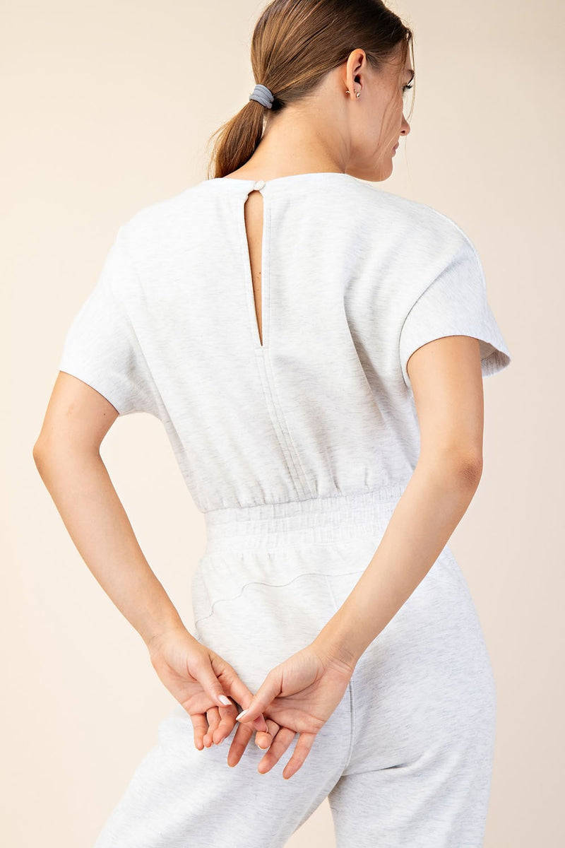 MODAL POLY SPAN SHORT SLEEVE JUMPSUIT