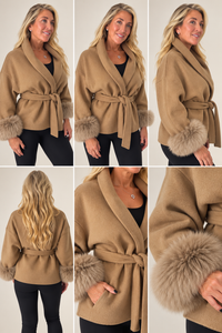 Camel Belted Fur Coat