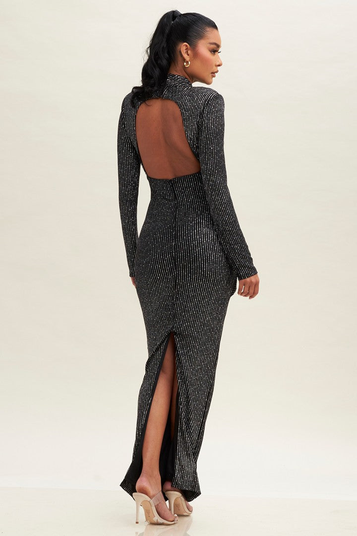 GLITTER JERSEY MAXI DRESS S GLITTER JERSEY MAXI DRESS S