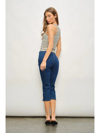 Striped Ribbed Tank Top with Embroidered Crab Detail