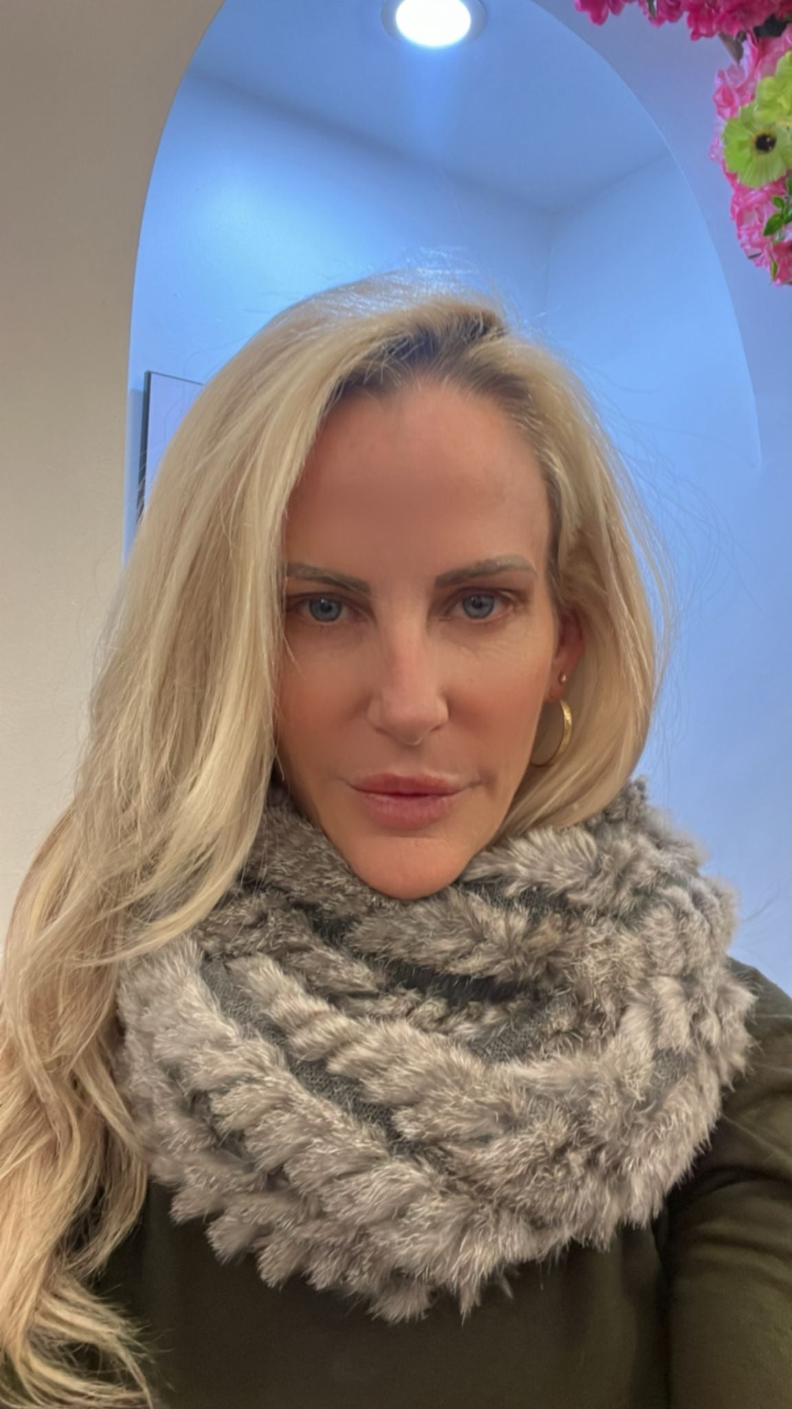 Light Gray Rabbit Fur Infinity Scarf