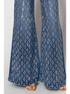 Wide-Leg Denim Jeans with Silver Sequin Geometric Pattern