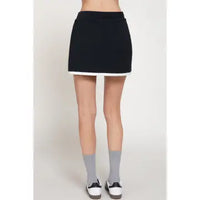Black Contrast Trim Athletic Skort with Built-In Shorts