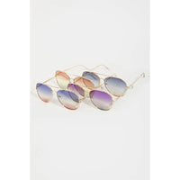Gradient Lens Aviator Sunglasses with Gold Frame