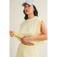 Light Blue Open Back Cropped Active Top