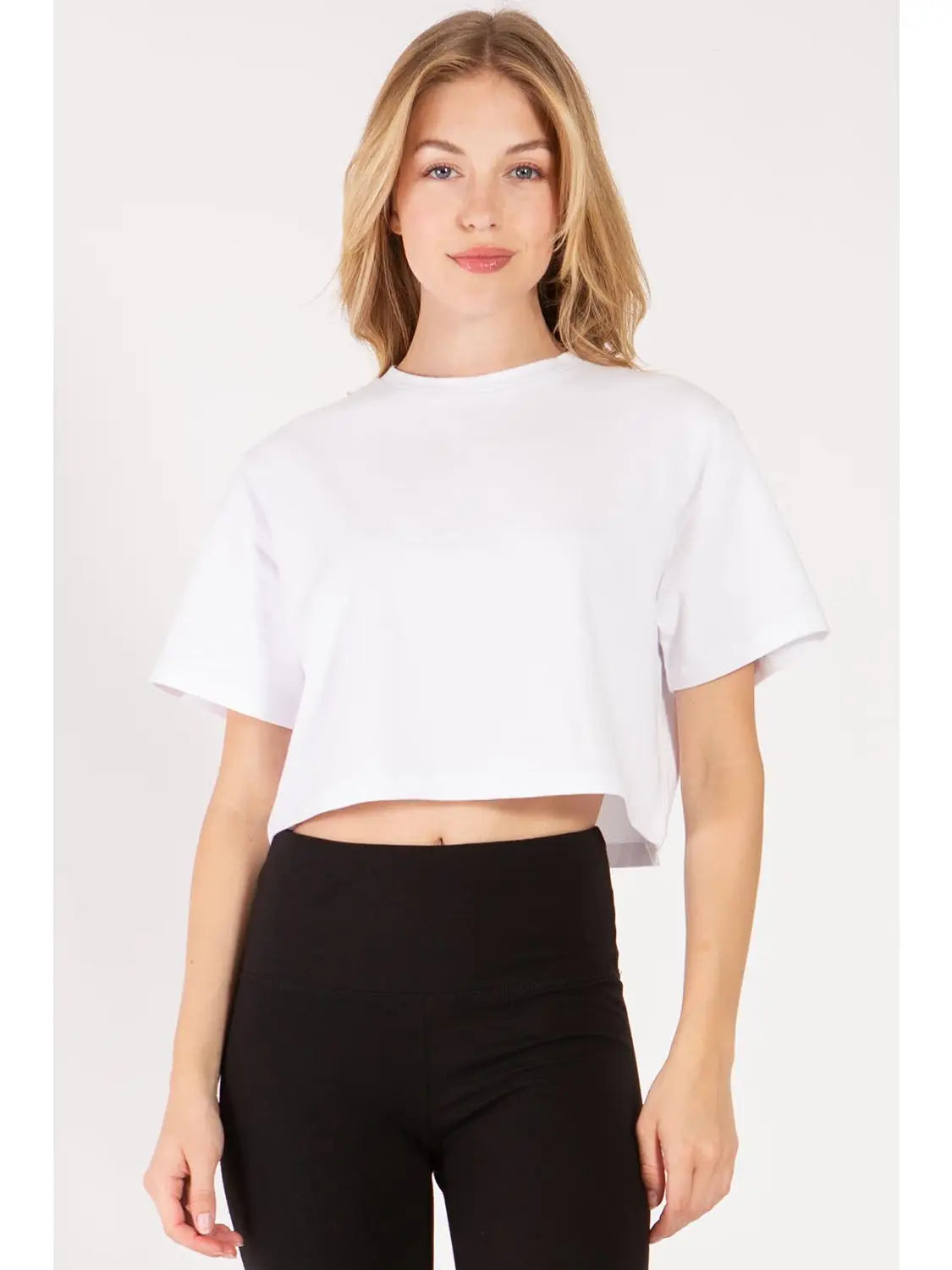 White Oversized Cropped Crew Neck T-Shirt