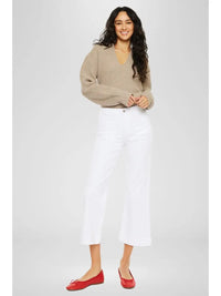 High Rise Relaxed Cropped Flare Jeans in White
