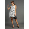 Toile Print Sleeveless Mini Dress in Black and White