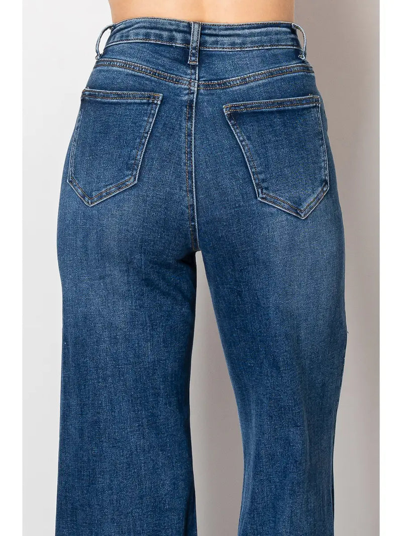 Grommet Studded Flare Denim Pants